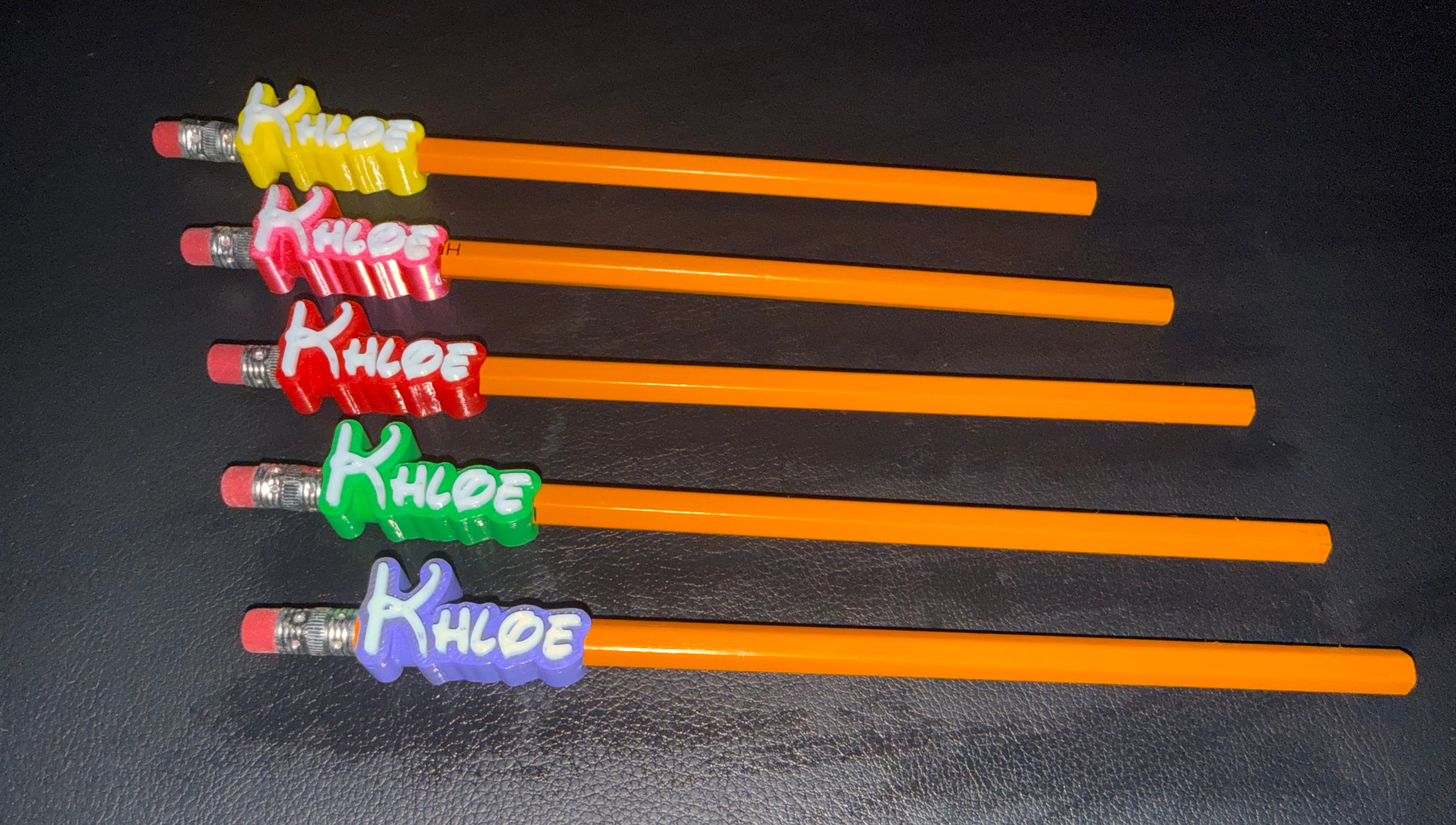 Product Title: Personalized Name Pencil Toppers, Set of 5 | Custom 3D Printed Pencil Charms | Back to School