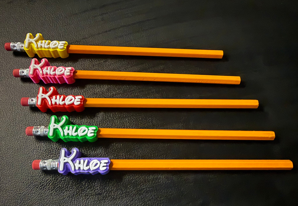 Product Title: Personalized Name Pencil Toppers, Set of 5 | Custom 3D Printed Pencil Charms | Back to School