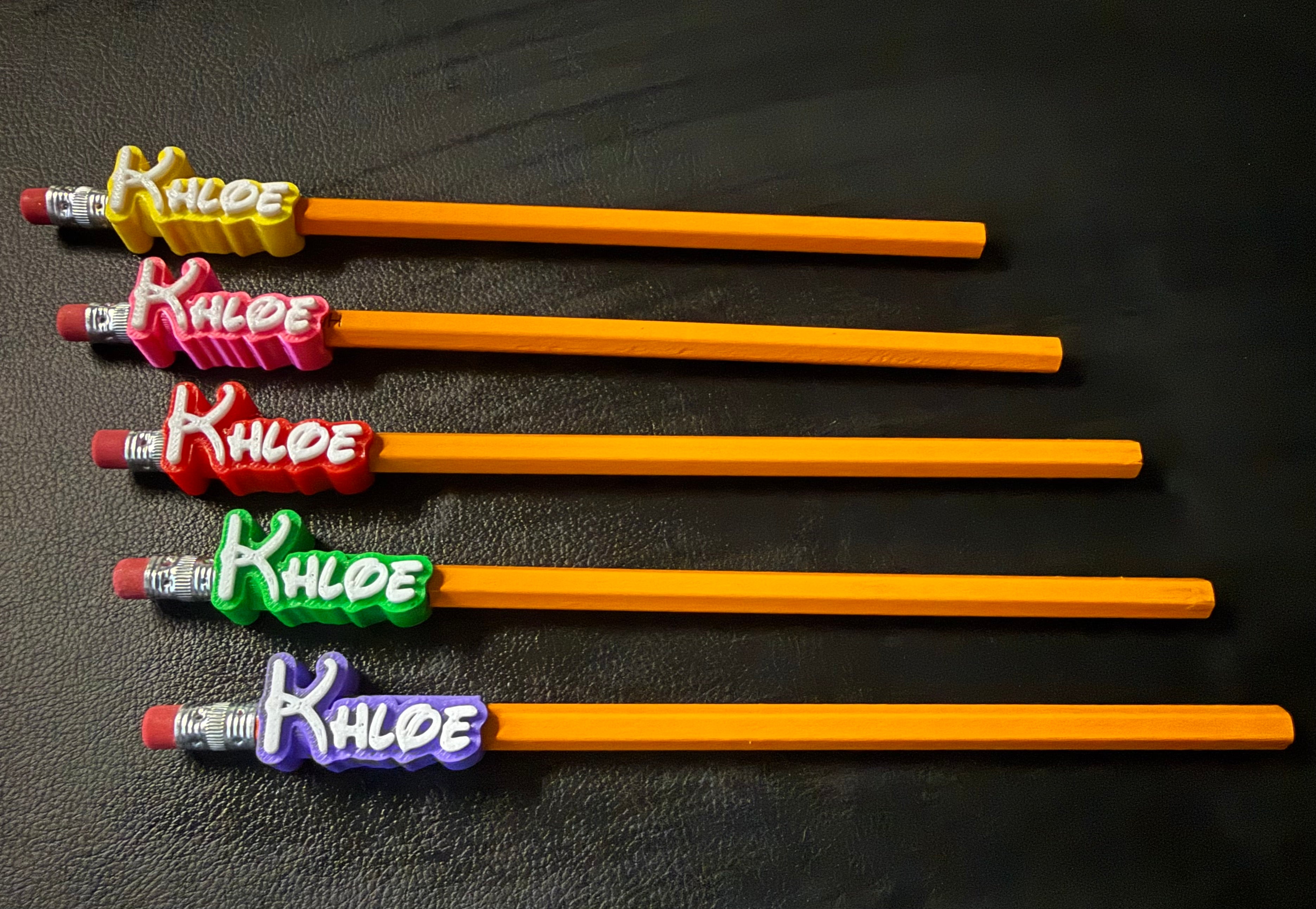 Product Title: Personalized Name Pencil Toppers, Set of 5 | Custom 3D Printed Pencil Charms | Back to School