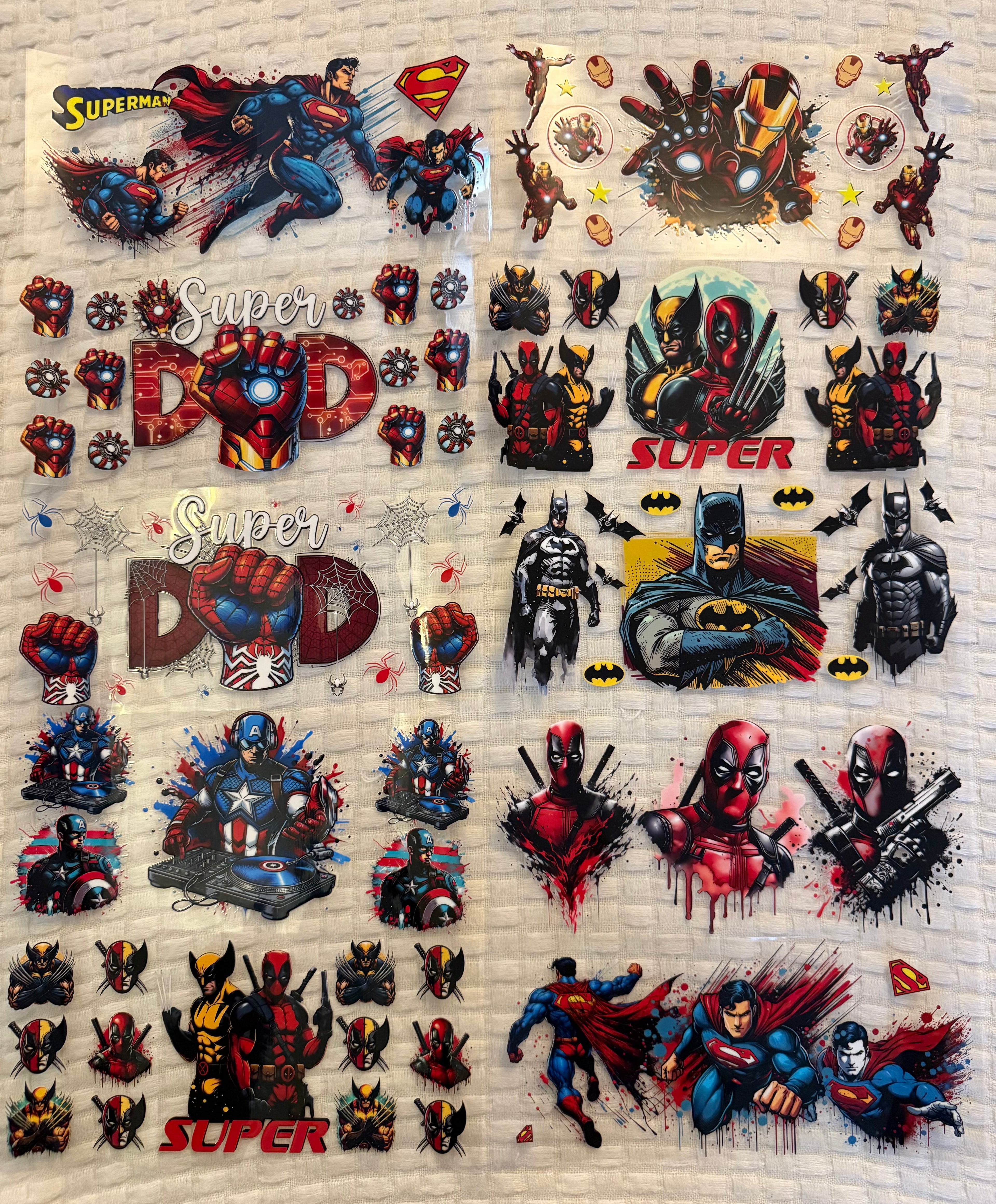 Super Hero Dad UV DTF Sticker Bundle – 10 Pack