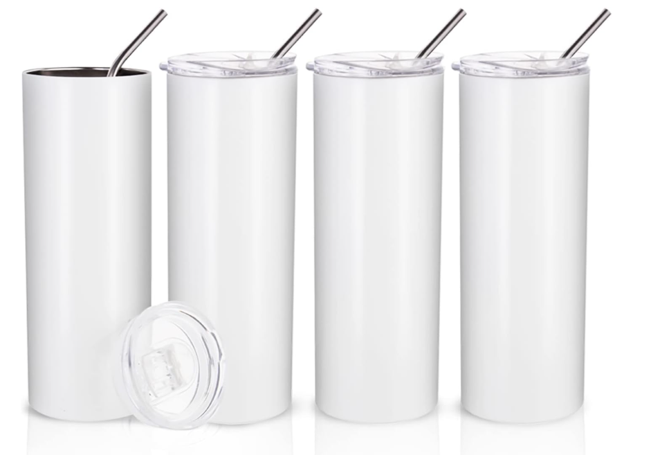 20 oz White Sublimation Starter Bundle + 10 Printed Designs